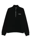 Dsquared2 Black High Neck Sweatshirt With Lettering Logo On The Front In Cotton Man In Black