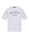 Dsquared2 Loose Fit White Cotton Jersey T-shirt With Vintage-effect Logo