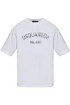 Dsquared2 Loose Fit White Cotton Jersey T-shirt With Vintage-effect Logo In White