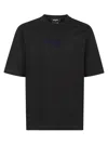 Dsquared2 Black Crewneck T-shirt With Logo Lettering On The Front In Cotton Man In Black