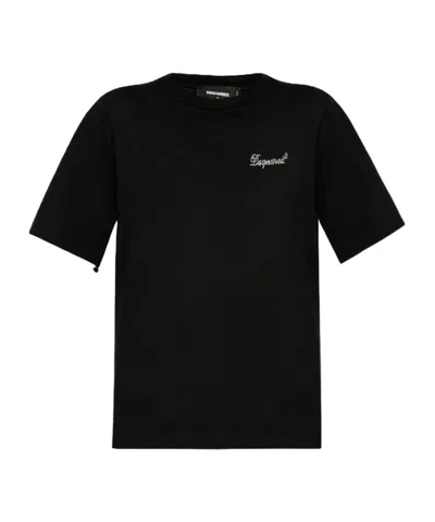 DSQUARED2 DSQUARED2 LOGO RHINESTONE EMBELLISHED CREWNECK T-SHIRT