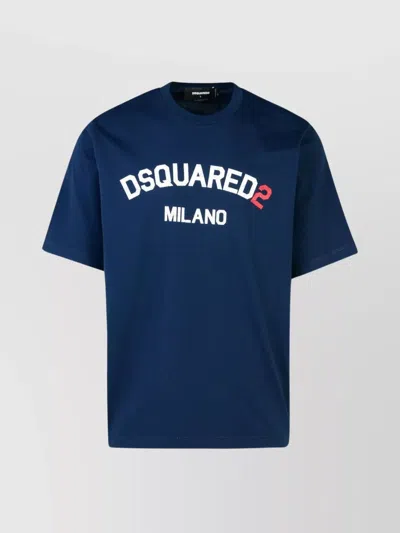 Dsquared2 Cotton T-shirt Milano Crew Neck In Blue
