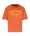 Dsquared2 Crew Neck Short Sleeve Cotton T-shirt In Orange