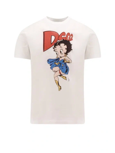 DSQUARED2 COTTON T-SHIRT WITH BETTY BOOP PRINT AND LOGO
