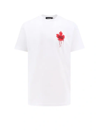 Dsquared2 Cotton T-shirt With Frontal Logo Print In White