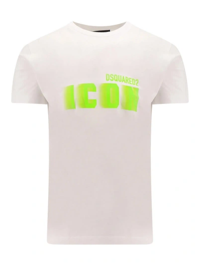 Dsquared2 Cotton T-shirt With Icon Blur Print In White