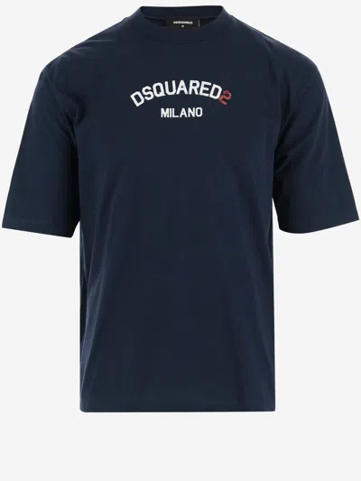Dsquared2 Cotton T-shirt With Logo In Blue