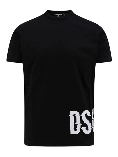 Dsquared2 Cotton T-shirt With Logo Print In Black