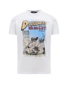 DSQUARED2 COTTON T-SHIRT WITH MULTICOLOR PRINT