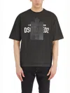 Dsquared2 Loose Fit Black T-shirt With Spray-dyed Finish And Bold Print