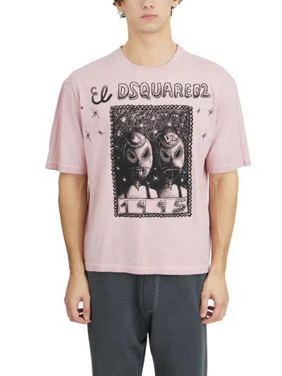 Dsquared2 Cotton T-shirt With Print In Pink