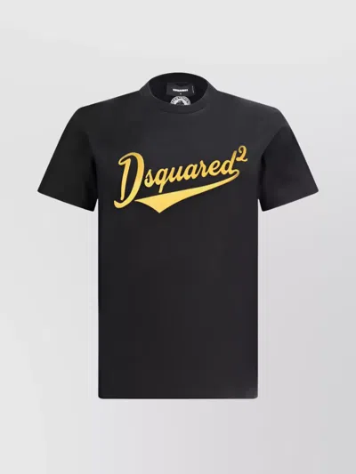 Dsquared2 Cotton T-shirt With Ribbed Crew Neck In Black
