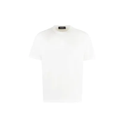 Dsquared2 Cotton T-shirt With Ribbed Trim And Signature Logo In White