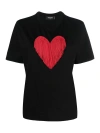 Dsquared2 Heart Embellished Crewneck T-shirt In Black