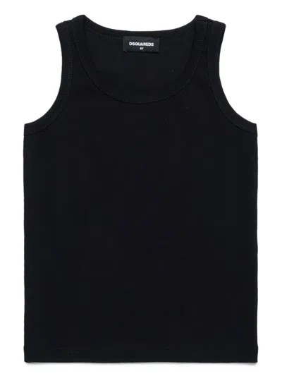 Dsquared2 Kids' Cotton Tank Top In Black