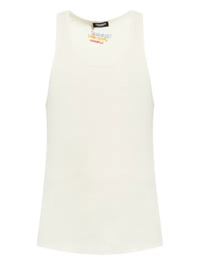 Dsquared2 Cotton Tank Top In Neutral