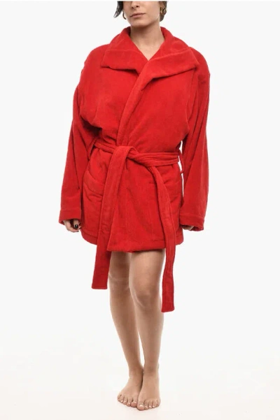 Dsquared2 Cotton Terry Beach Bathrobe With Embroidery