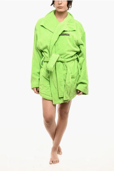 Dsquared2 Cotton Terry Icon Bathrobe With Belt