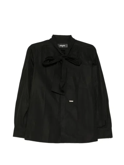 Dsquared2 Cotton Tie-neck Shirt In Black