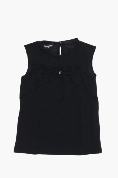 Dsquared2 Cotton Top With D-shaped Charm In Black