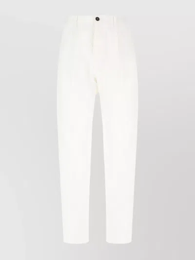 Dsquared2 Cotton Trousers With Back Pockets And Pleated Front In White