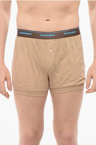 Dsquared2 Cotton Trunk Boxer With Logoed Waistband