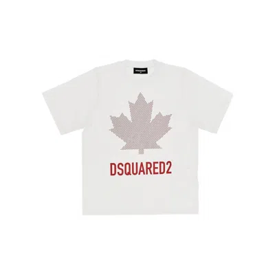 Dsquared2 Kids' Cotton T-shirt With Logo Print In White