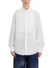 Dsquared2 Cotton Poplin Tuxedo Shirt With Pleated Plastron And D. C. Embroidery In White