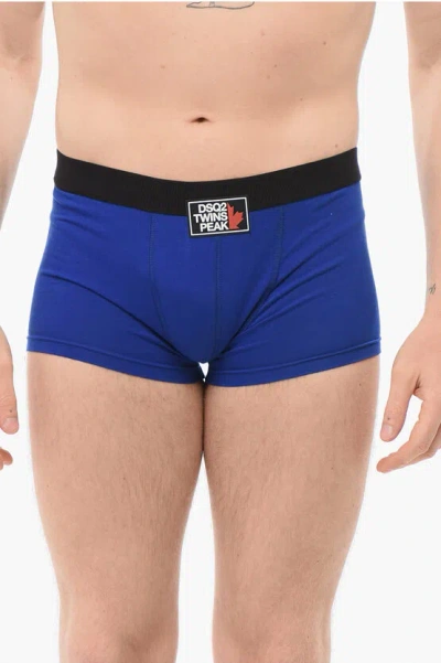 Dsquared2 Cotton Twins Peak Boxer In Blue
