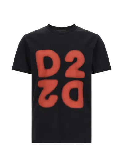 Dsquared2 Cotton White T-shirt In Black
