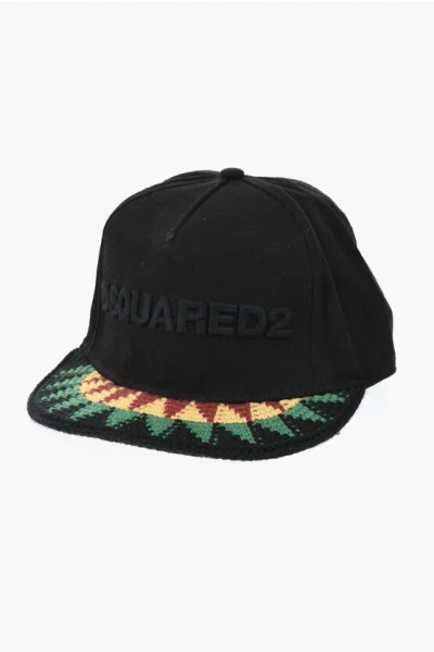 Dsquared2 Could You Be Loved Baseball Cap With Crochet Visor In Black