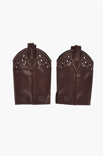 Dsquared2 Cowboy-style Leather Gaiters In Brown