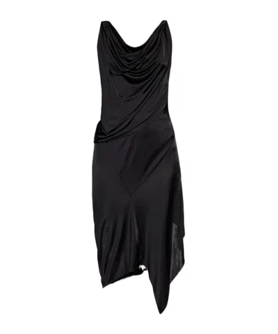 DSQUARED2 DSQUARED2 COWL-NECK ASYMMETRIC HEM MIDI DRESS