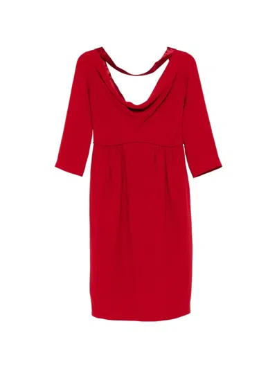 Dsquared2 Cowl-neck Pleated-waist Dress In Red