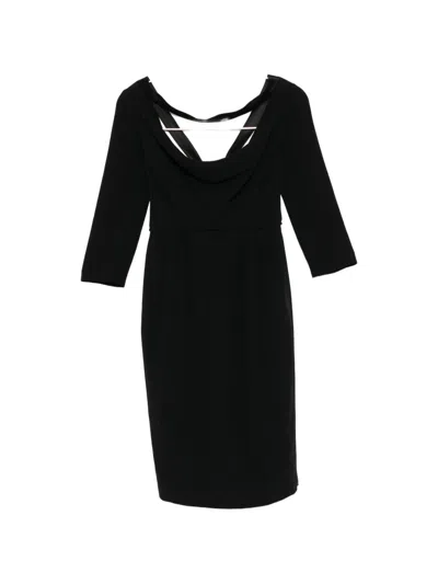 Dsquared2 Cowl-neck Three-quarter-sleeve Dress In Black
