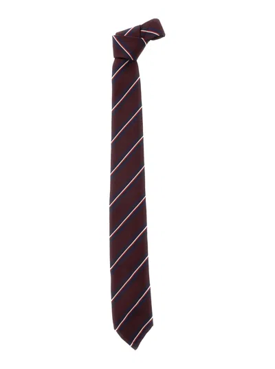 DSQUARED2 DSQUARED2 MEN BORDEAUX TIE WITH ALL-OVER STRIPED MOTIF IN SILK MAN