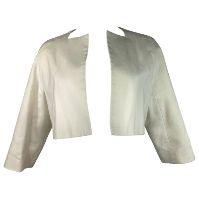 Pre-owned Dsquared2 Cream Cotton Cropped Blazer Jacket Size 44 In White