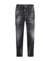 Dsquared2 Crease-effect Logo-patch Cropped Jeans In Black