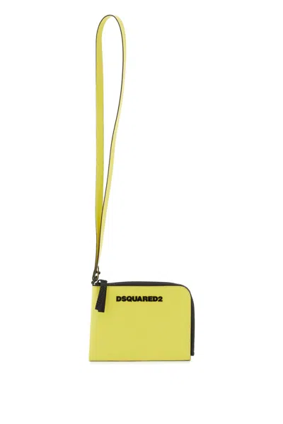 Dsquared2 Credit Card Pouch With Logo Men In Yellow