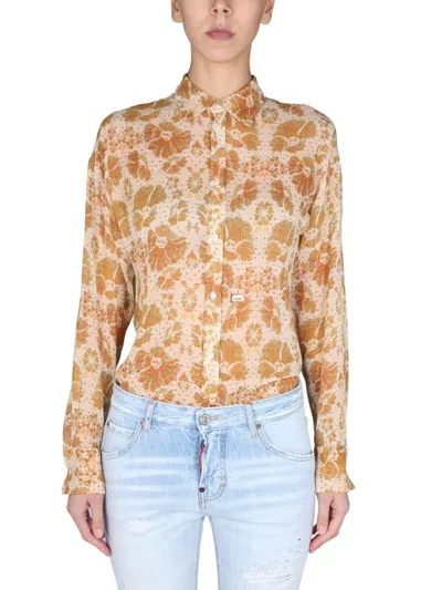 Dsquared2 Crepe Shirt In Brown
