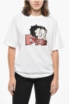 Dsquared2 Crew Neck Betty Boop T-shirt With Sequined Embroidery In White