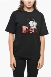 Dsquared2 Crew Neck Betty Boop T-shirt With Sequined Embroidery In Black