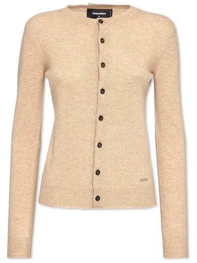Dsquared2 Cardigan Mit Rundem Ausschnitt In Nude
