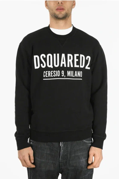 Dsquared2 Crew Neck Cool Fit Printed Logo Sweatshirt In Black