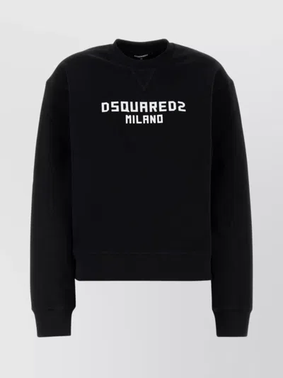 Dsquared2 Crew Neck Cotton Sweatshirt In Black