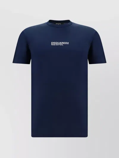 Dsquared2 Crew Neck Cotton T-shirt In Blue