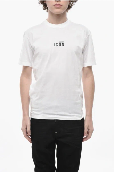 Dsquared2 Rundhals-baumwoll-t-shirt Icon Mit Kontrastierendem Logo Grösse Xs In Neutral