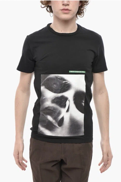 Dsquared2 Crew-neck Cotton T-shirt With Front Print In Neutral