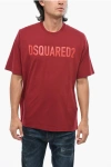 Dsquared2 Crew Neck Cotton T-shirt With Printed Logo In Red