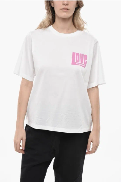 Dsquared2 Crew Neck Cotton T-shirt With Side Print In White